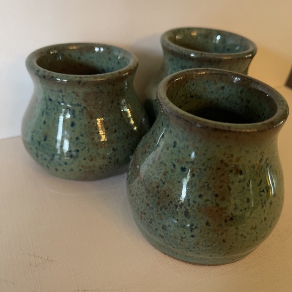 R V Pottery Nashville Vases Set 3 Mini Low Bud Green Studio Art Modern Farmhouse - Picture 4 of 9